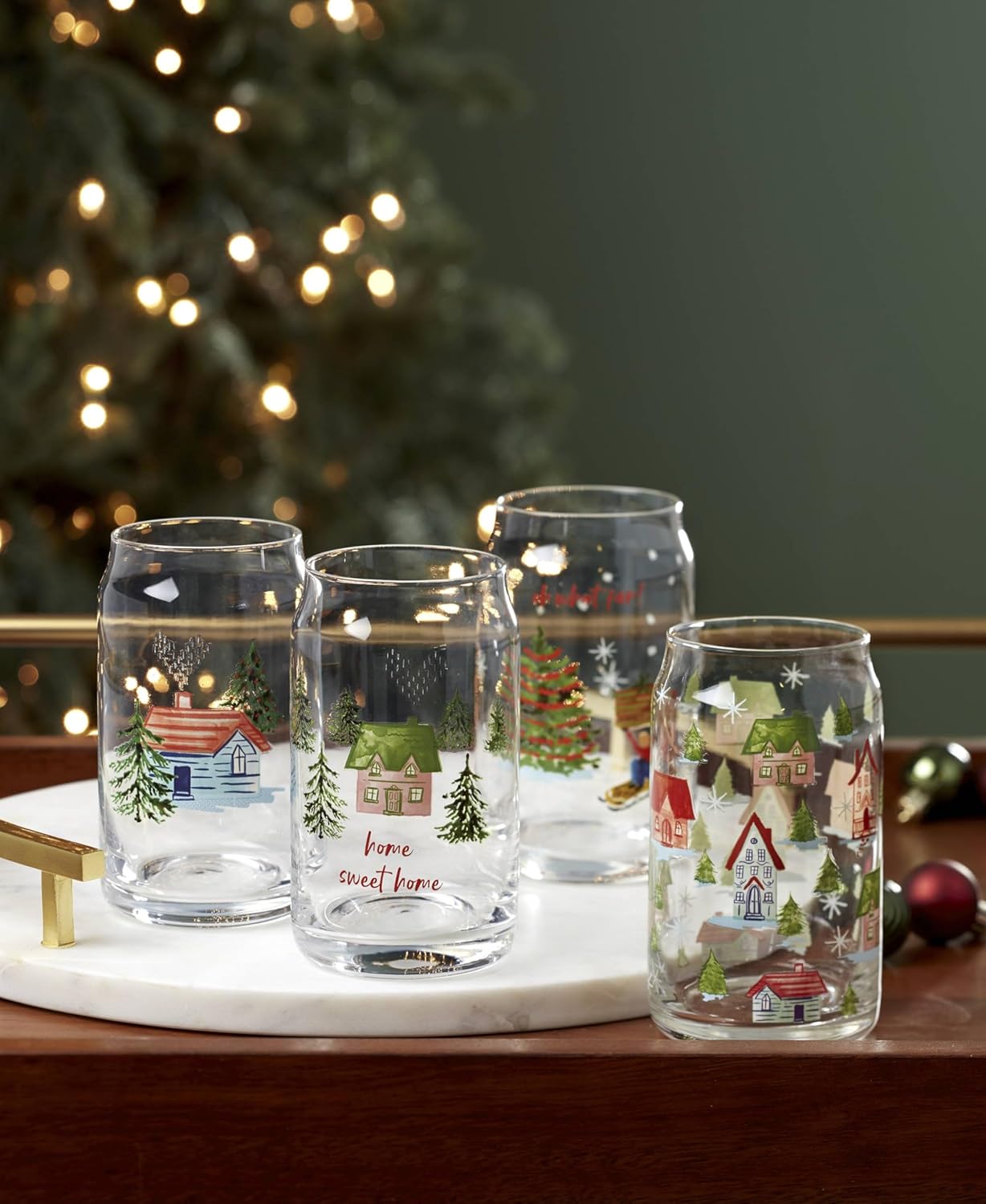 Cambridge 16 Oz Oh What Fun Cocktail Glasses, Set of 4, 4 Count, Multi