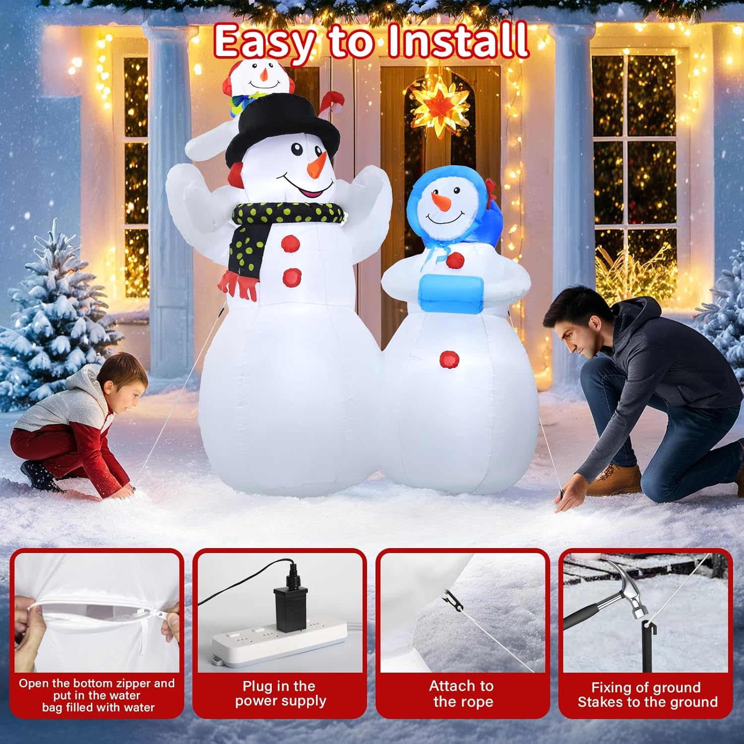 Lifeegrn Christmas Inflatable Snowman Outdoor Decoration: 5.9Ft Christmas Blow ups with Built-in LEDs for Xmas Party/Decor/Yard/Outdoor Garden Lawn - Open Box