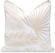 Hofdeco Premium Fall Coastal Patio Indoor Outdoor Pillow Cover Only, 20"x20" Water Repellent for Backyard, Couch, Neutral Tan Palm Leaf