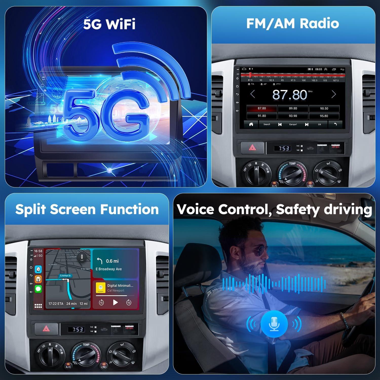 9 inch Car Radio Stereo Head Unit Upgrade for Toyota Tacoma 2005-2015 with Android12/5G WiFi/Wireless CarPlay (Open Box)