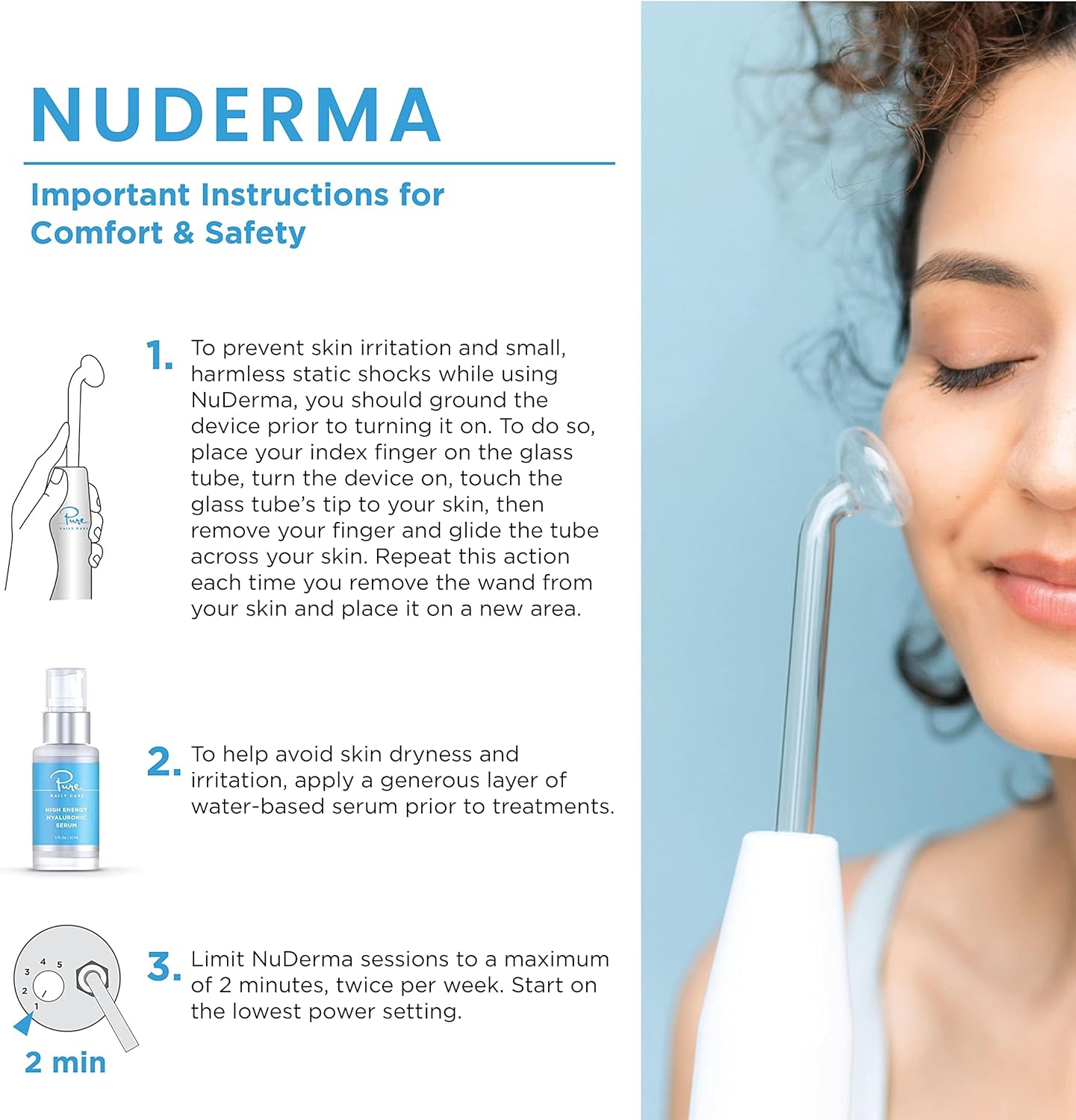 Pure Daily Care NuDerma Clinical Portable Skin Therapy Wand, Machine with 6 Fusion Neon + Argon Wands – Anti Aging - Clarifying - Skin Tightening & Radiance - Wrinkle Reducing - Open Box