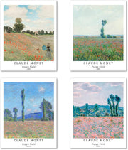 Berkin Arts Wall Art Unframed Prints Giclee Art Paper Set of 4, 8x10 inch Landscape Artwork, Office Decoration Elegant Spring Scenery Tree Minimalist Cloud Fashion Poppy Field Claude Monet Paintings - Open Box