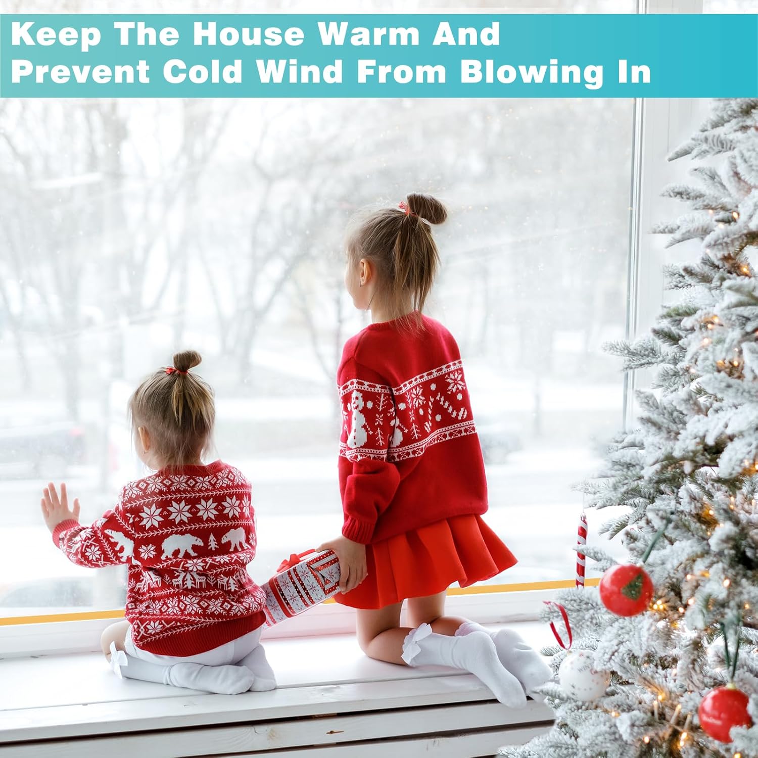 63'' x 197'' Window Insulation Kit, POF Window Sealer for Winter, with PET Double-Sided Tape, Insulates 5 Standard Indoor Windows Keep Warm for Weatherproofing Window Film for Winter-1PCS- Open Box