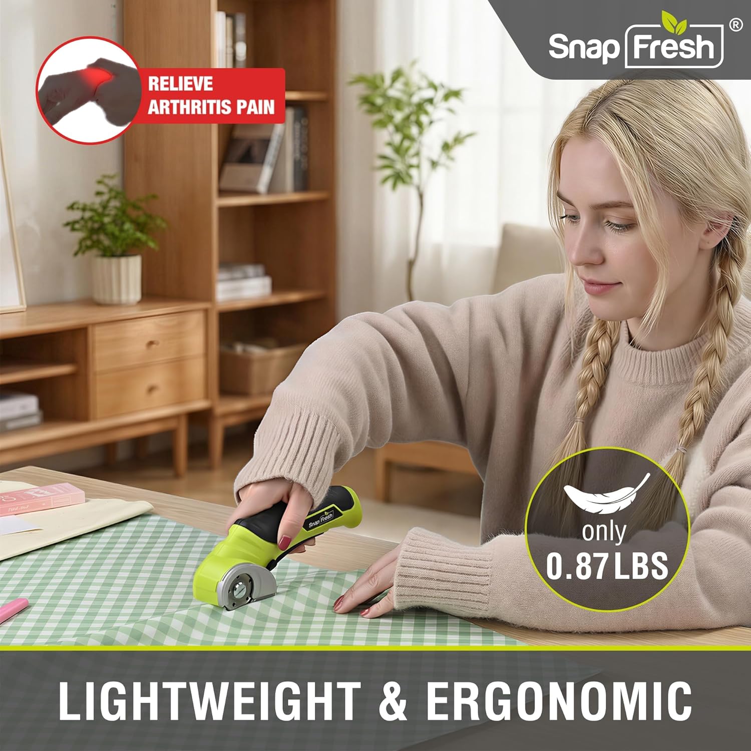 SnapFresh Cordless Electric Scissors, 4V Electric Mini Box Cutter (Green) - Open Box