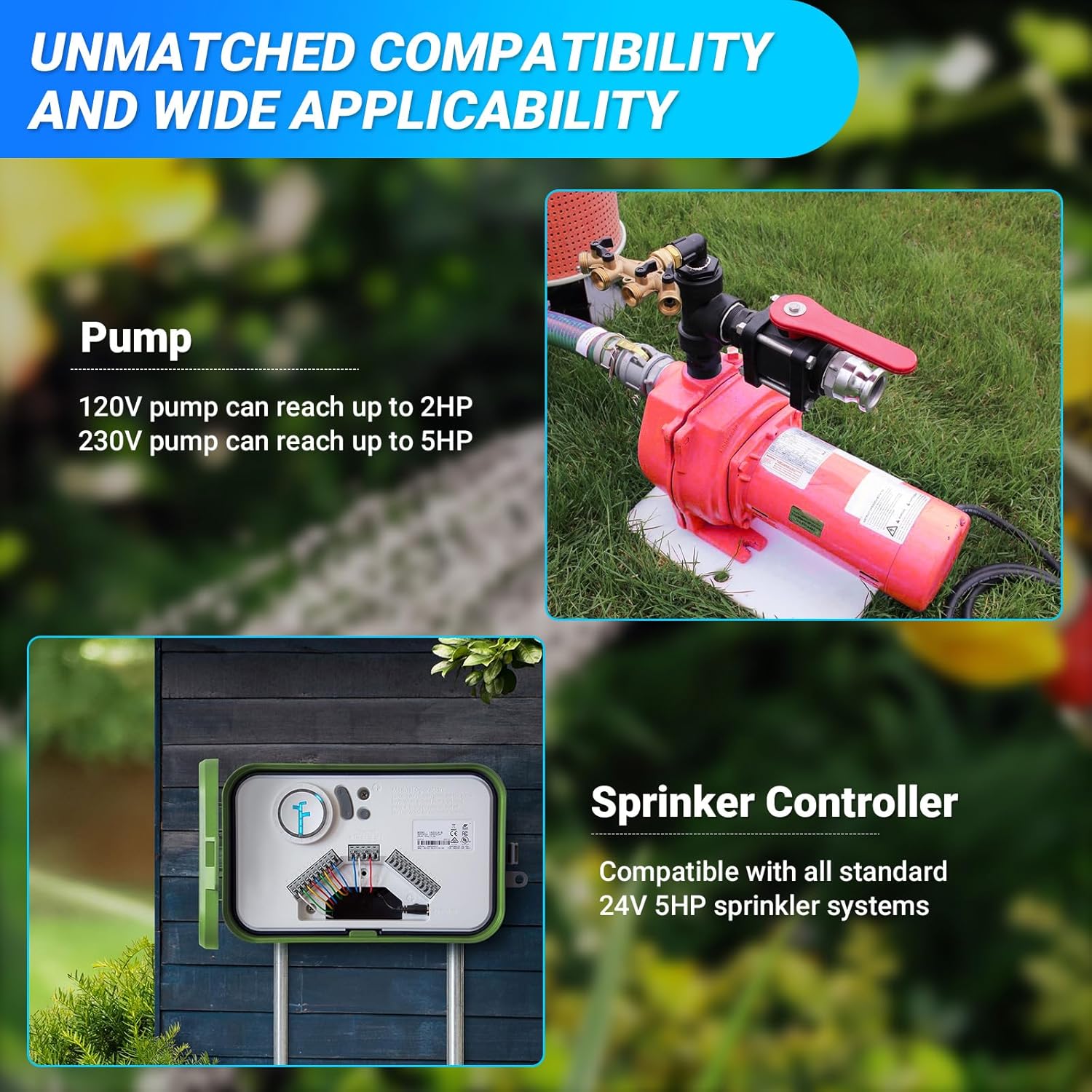 Briidea Irrigation Pump Start Sprinkler Relay with Waterproof Box, 2 Pole AC Contactor, 40Amp 24V Coil, Compatible with Pumps Up to 5HP - Open Box