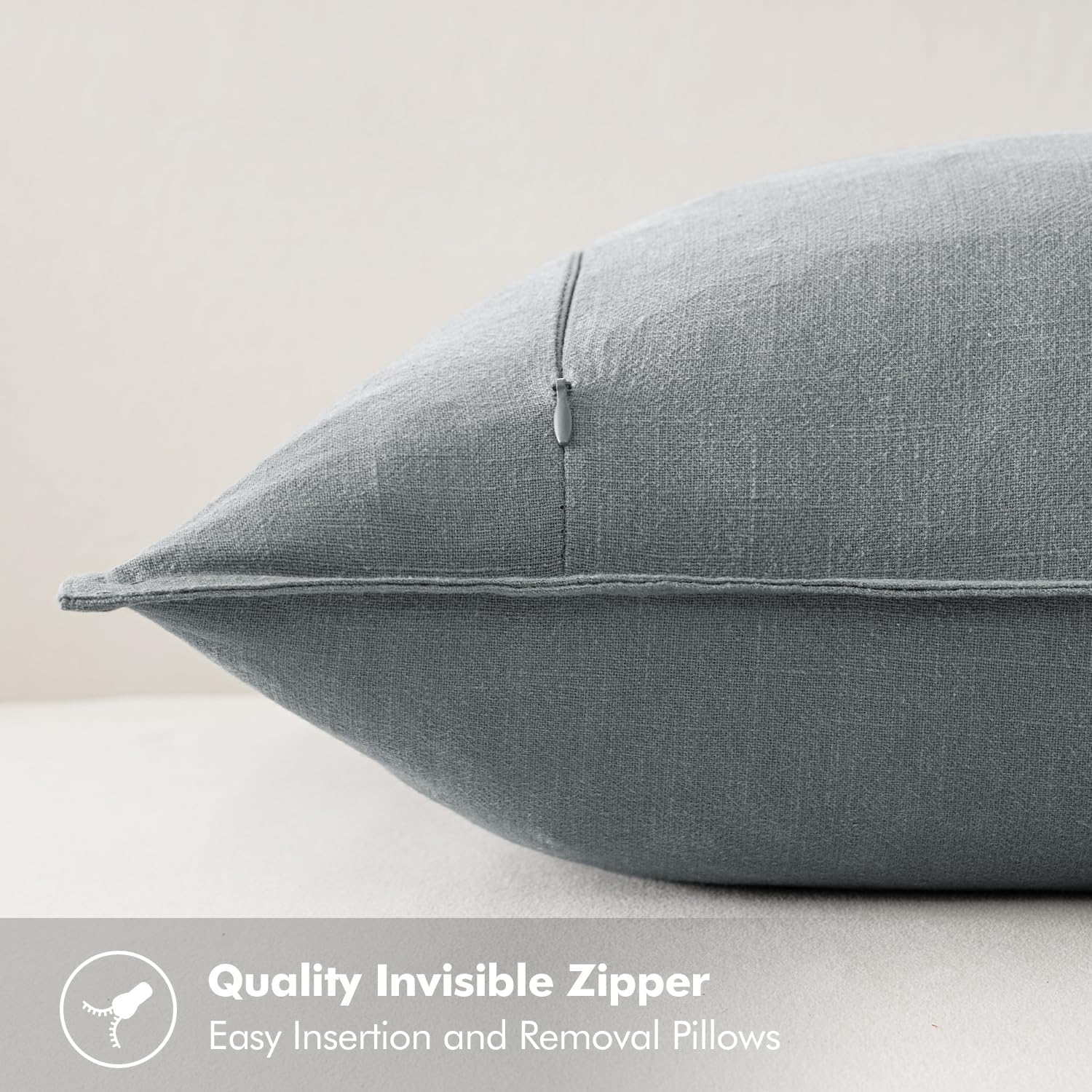 MIULEE Decorative Linen Euro Sham Pillow Covers 24x24 Gray Boho Farmhouse Neutral Couch Throw Pillows for Bed Pack of 2 Accent Modern Pillowcase Sofa Livingroom Home Decor