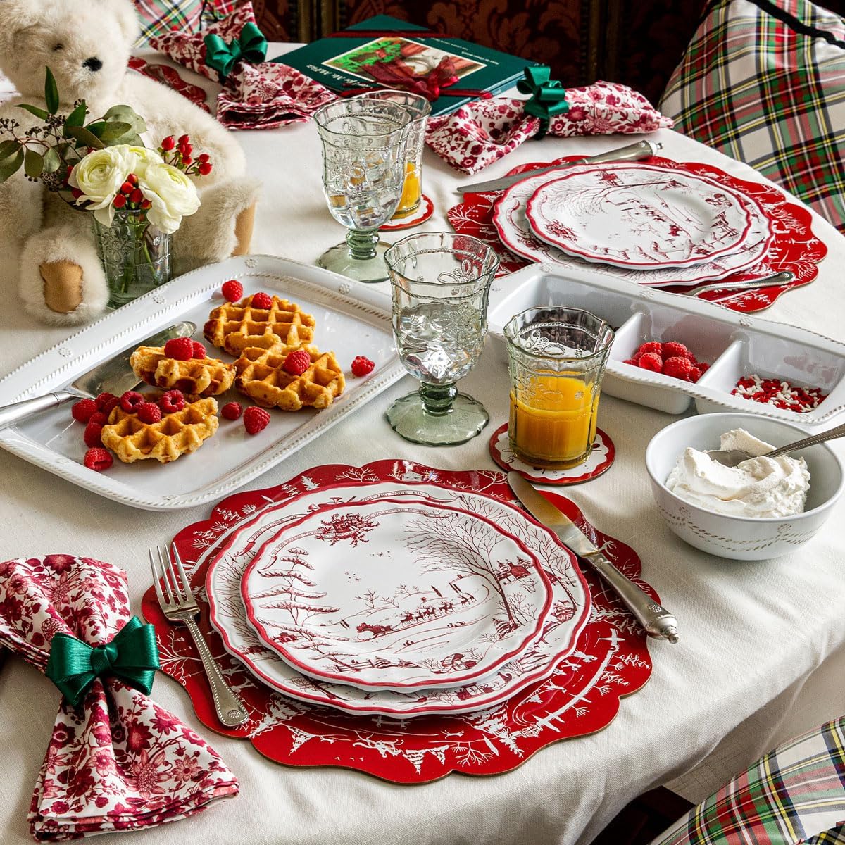 Juliska Country Estate Winter Frolic Ruby Coasters Set/4
