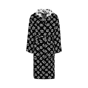 Dolce & Gabbana Casa All-Over Dg Logo Hooded Bathrobe
