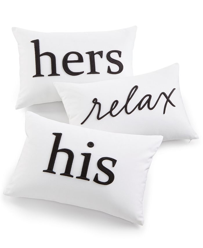 Relax Decorative Pillow, 12" x 18", Created for Macy's - White - Rectangle Decorative Pillow