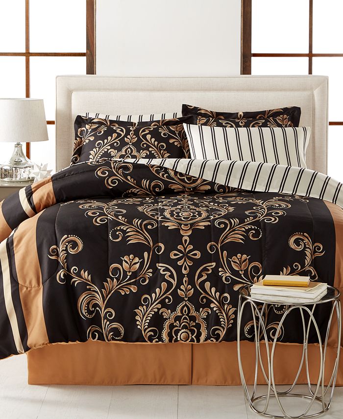 Fairfield Square Collection Sabrina Reversible 8 Pc. Comforter Sets, Exclusively at Macy’s - Gold - Full