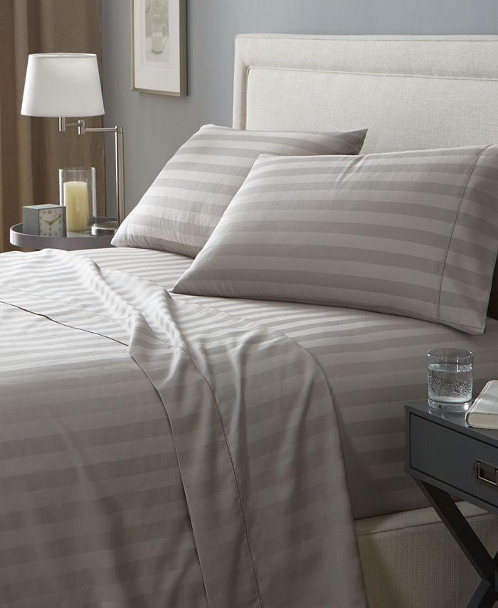 Charter Club Damask Stripe 550 Thread Count 100% Cotton 4 pc Sheet Set, Cal King