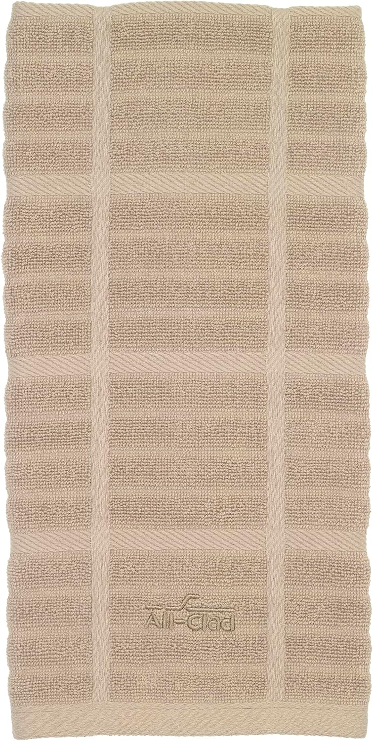 All-Clad Solid Kitchen Towel: Highly Absorbent, Super Soft Long Lasting - 100% Cotton, 17"x30" Tea Towel for Cleaning & Drying Dishes, Pans, Glassware, or Countertops, (1-Pack), Cappuccino