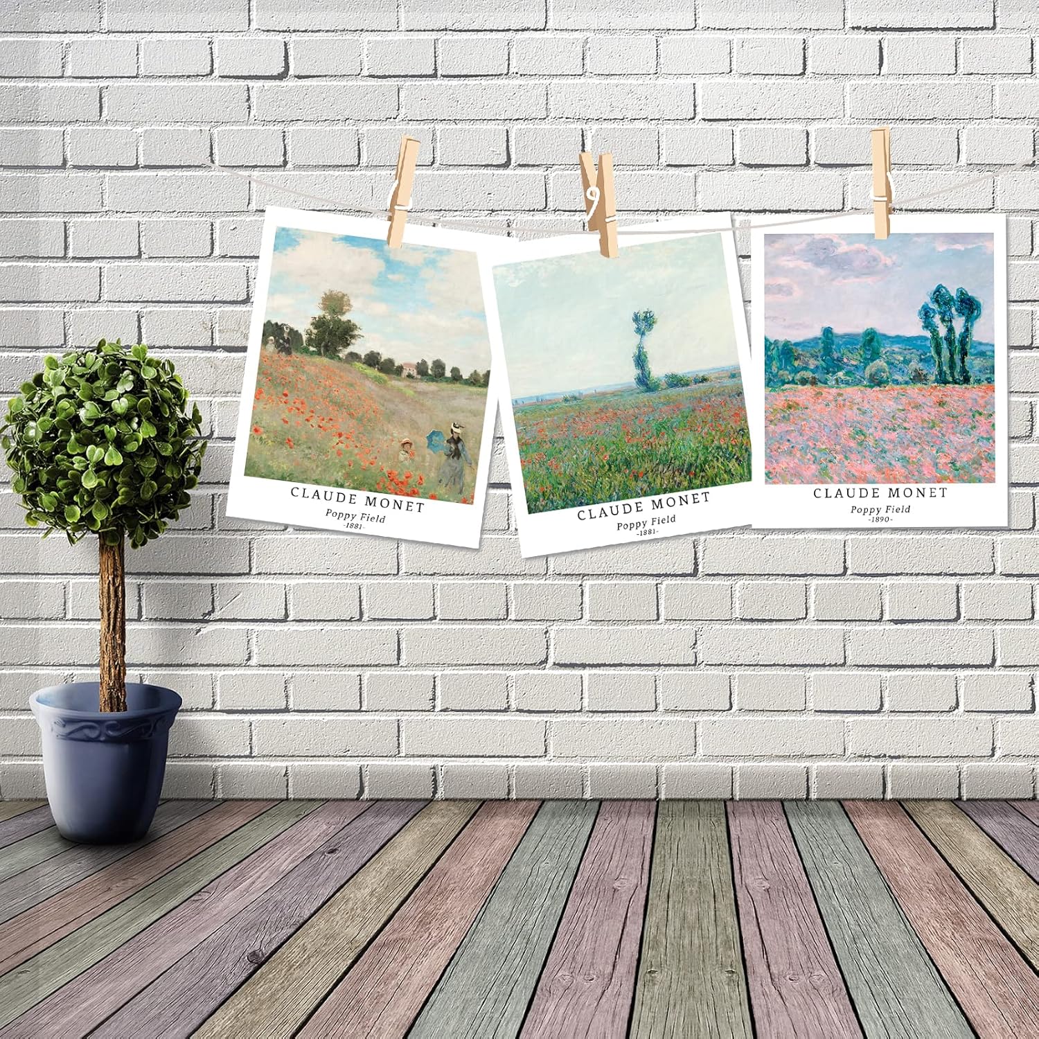 Berkin Arts Wall Art Unframed Prints Giclee Art Paper Set of 4, 8x10 inch Landscape Artwork, Office Decoration Elegant Spring Scenery Tree Minimalist Cloud Fashion Poppy Field Claude Monet Paintings - Open Box