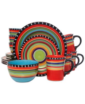 Gibson Pueblo Springs 16-Pc. Hand-Pai Mutli Colo