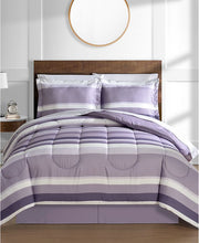 Austin Stripe/Solid Reversible 8 Pc. Comforter Set, Exclusively at Macy’s - Purple - Queen