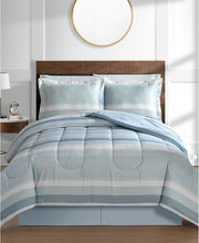 Austin Stripe/Solid Reversible 8 Pc. Comforter Set, Exclusively at Macy’s - Green - California King