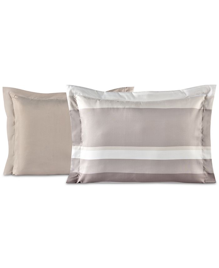 Austin Stripe/Solid Reversible 8 Pc. Comforter Set, Exclusively at Macy s - Tan/Beige - Full
