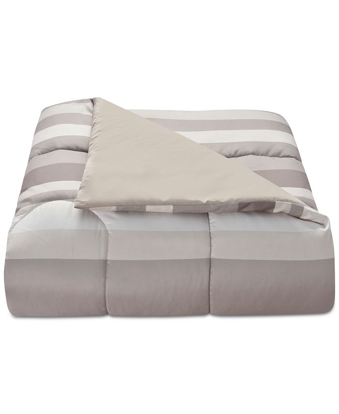 Austin Stripe/Solid Reversible 8 Pc. Comforter Set, Exclusively at Macy s - Tan/Beige - Full
