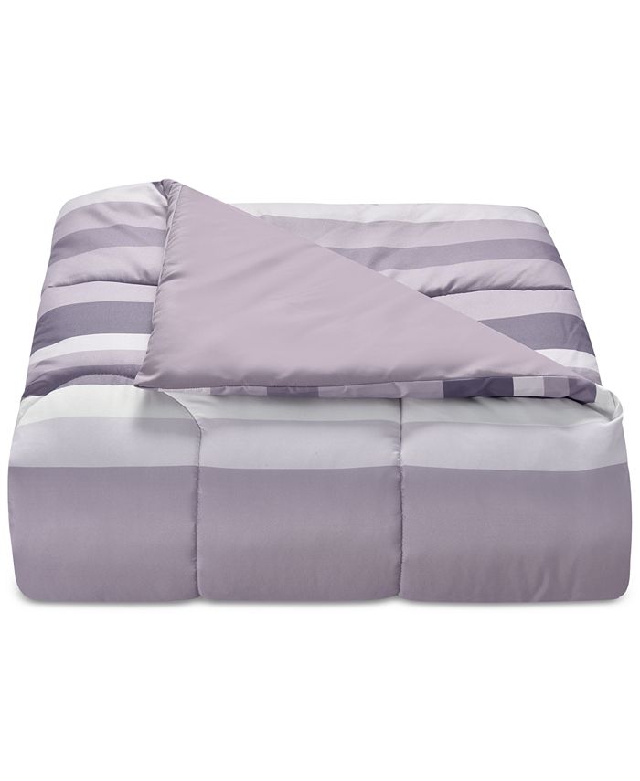 Austin Stripe/Solid Reversible 8 Pc. Comforter Set, Exclusively at Macy’s - Purple - Queen