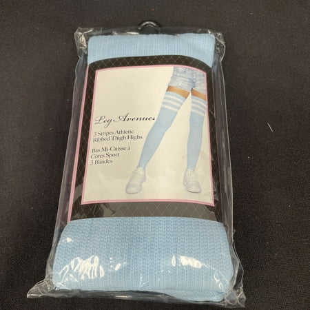 Leg Avenue Women's Athlete Thigh Hi W/ 3 Stripe Top O/S LT BLUE