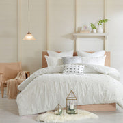 Intelligent Design Maize Cotton Jacquard Duvet Cover Set with Euro Shams and Throw Pillows