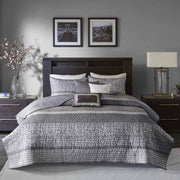 Madison Park Melody 6-Pc Reversible Jacquard Quilt Set With Throw Pillows