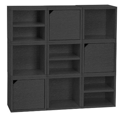 Way Basics Eco Stackable Connect Door Cube Modular Cubby Organizer Storage System Black - Open Box
