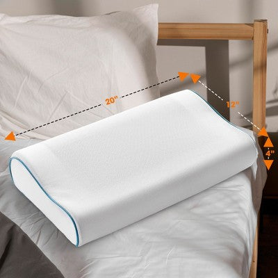 Cheer Collection Contour Memory Foam Cooling Gel Pillow with Washable Cover (24" x 16" x 5")
