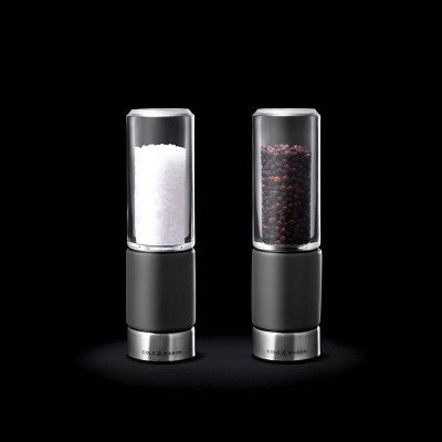 Cole & Mason 7.09" 2pc Acrylic/Steel/Cement Regent Gift Set Gray/Clear/Silver: Modern Salt & Pepper Mills, 2-Year Warranty