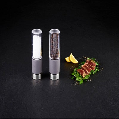 Cole & Mason 7.09" 2pc Acrylic/Steel/Cement Regent Gift Set Gray/Clear/Silver: Modern Salt & Pepper Mills, 2-Year Warranty