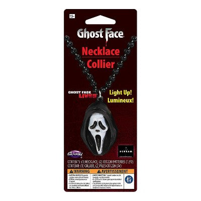 Fun World Adult Scream Ghost Face Light-Up Necklace - Size One Size Fits Most - Black