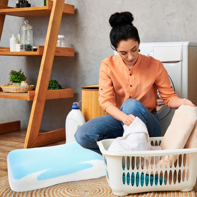 Cheer Collection Cooling Gel Memory Foam Pillow with Washable Cover - White