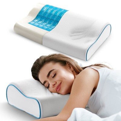 Cheer Collection Contour Memory Foam Cooling Gel Pillow with Washable Cover (24" x 16" x 5")