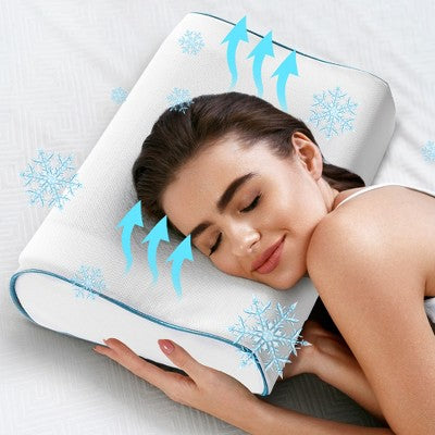 Cheer Collection Contour Memory Foam Cooling Gel Pillow with Washable Cover (24" x 16" x 5")