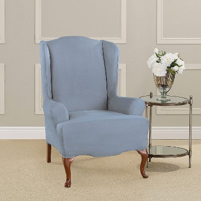 Ultimate Stretch Suede Wing Chair Slipcover - Sure Fit