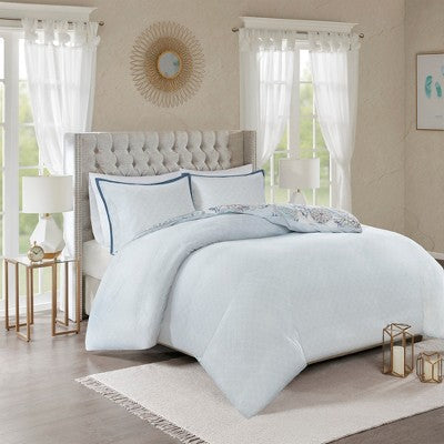 3pc Lina Cotton Printed Reversible Duvet Cover Set