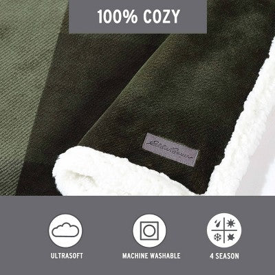 50"x60" Pine Plaid Throw Blanket Green - Eddie Bauer: Soft Fleece, Cozy, Machine Washable
