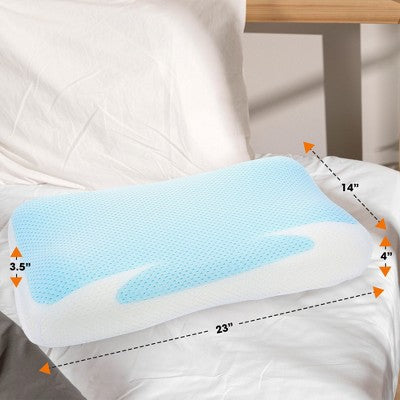 Cheer Collection Cooling Gel Memory Foam Pillow with Washable Cover - White