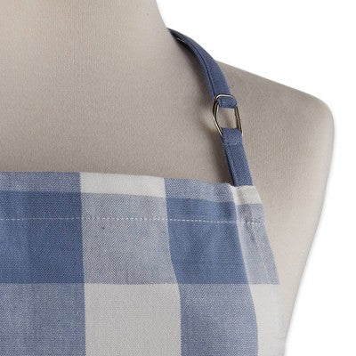 Cotton Buffalo Check Apron Blue - Design Imports