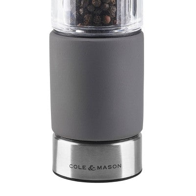 Cole & Mason 7.09" 2pc Acrylic/Steel/Cement Regent Gift Set Gray/Clear/Silver: Modern Salt & Pepper Mills, 2-Year Warranty