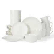 Martha Stewart Basket Weave 30-Piece New Bone China Embossed Porcelain Dinnerware Set