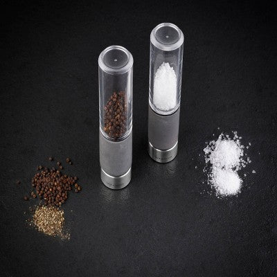 Cole & Mason 7.09" 2pc Acrylic/Steel/Cement Regent Gift Set Gray/Clear/Silver: Modern Salt & Pepper Mills, 2-Year Warranty
