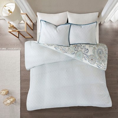 3pc Lina Cotton Printed Reversible Duvet Cover Set