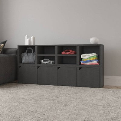 Way Basics Eco Stackable Connect Door Cube Modular Cubby Organizer Storage System Black - Open Box