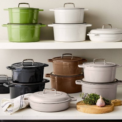 Martha Stewart 7qt Enameled Cast Iron Dutch Oven with Lid Cobblestone