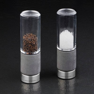 Cole & Mason 7.09" 2pc Acrylic/Steel/Cement Regent Gift Set Gray/Clear/Silver: Modern Salt & Pepper Mills, 2-Year Warranty