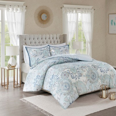 3pc Lina Cotton Printed Reversible Duvet Cover Set