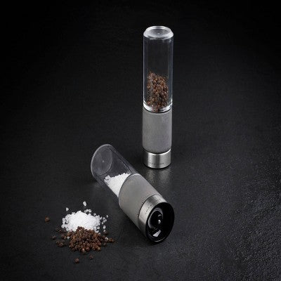 Cole & Mason 7.09" 2pc Acrylic/Steel/Cement Regent Gift Set Gray/Clear/Silver: Modern Salt & Pepper Mills, 2-Year Warranty