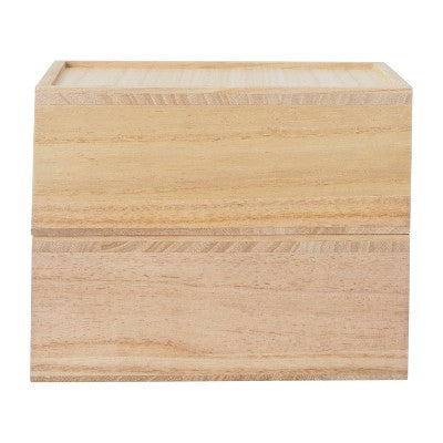 Martha Stewart 2pc Stackable Boxes with Drawers Natural Wood: Desk Organizer Set for Office & Drawer Organization