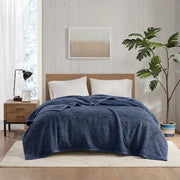 Woolrich Burlington Berber Fleece Blanket-Navy